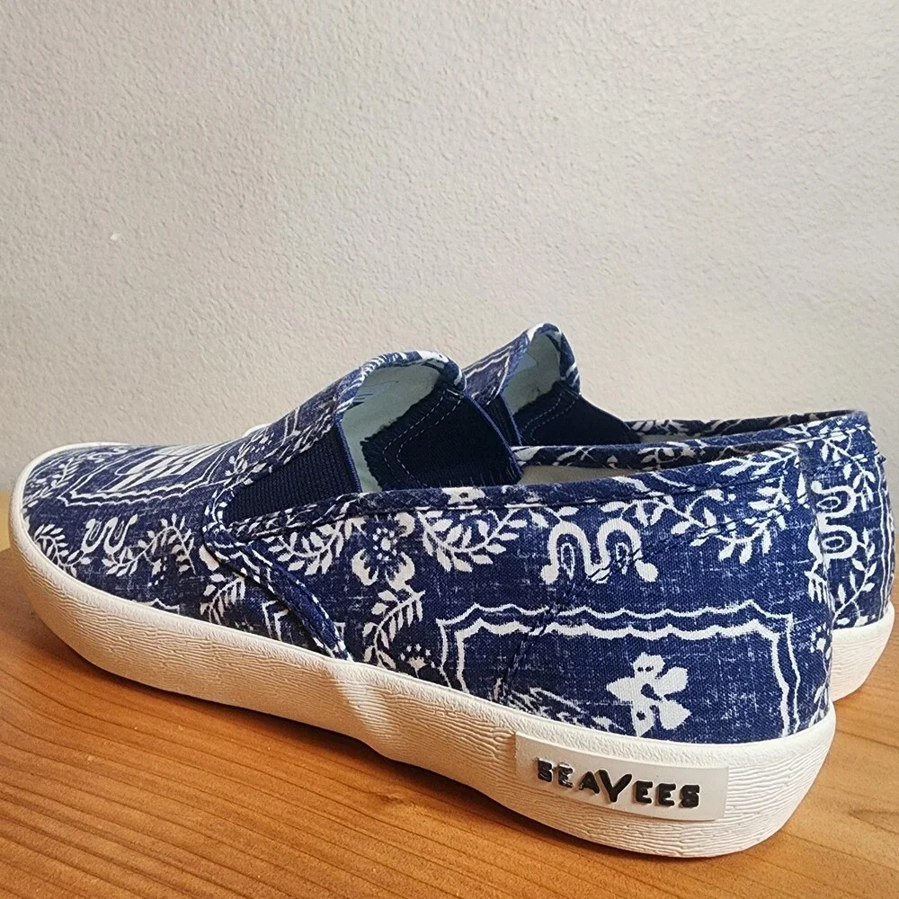 SeaVees Reyn Spooner Baja Shoes Mens Size 9.5 Hawaiian Floral Canvas Slip On